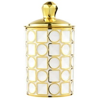 Medium Food Storage Jar 10*20 Square Pattern - Milky White Gold, Storage Canister Sealed Storage Tank Airtight Utensils with Lids Storage Jar Coffee Storage for Flour Sugar