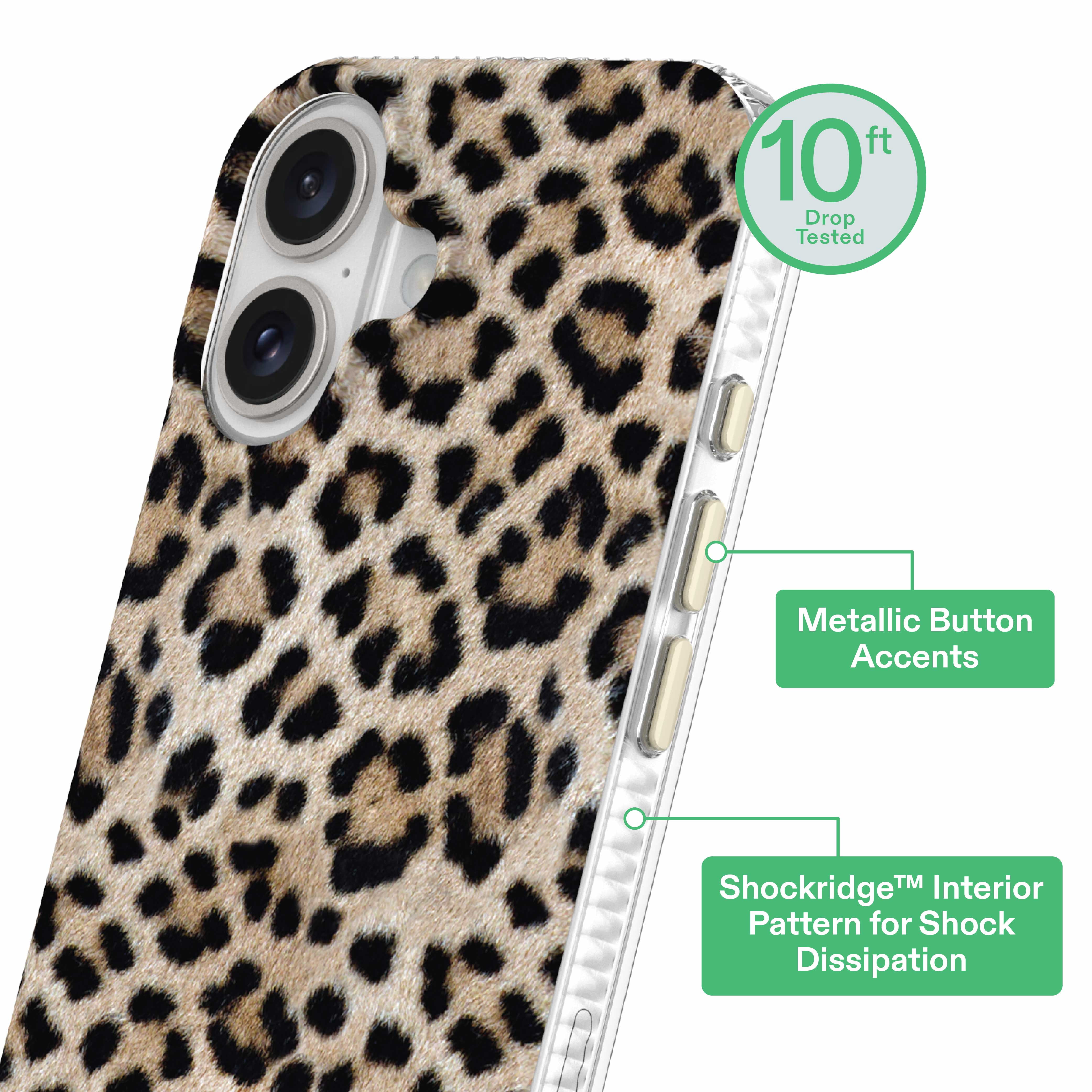 onn Phone Case for iPhone 16, MagSafe Compatible - Cheetah Print