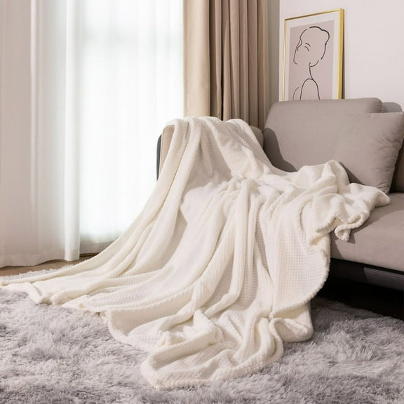 Gmogad Fleece Throw Blanket Extra Large, Super Soft and Warm Blankets for Couch, Sofa and Bed Waffle Textured, Cozy, Fuzzy and Lightweight