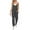 Black, variant on Women's Solid Suspenders Casual Jumpsuit - Adjustable Straps, Pockets, Loose Fit - Polyester, Daily/Leisure - Hand Wash Cold