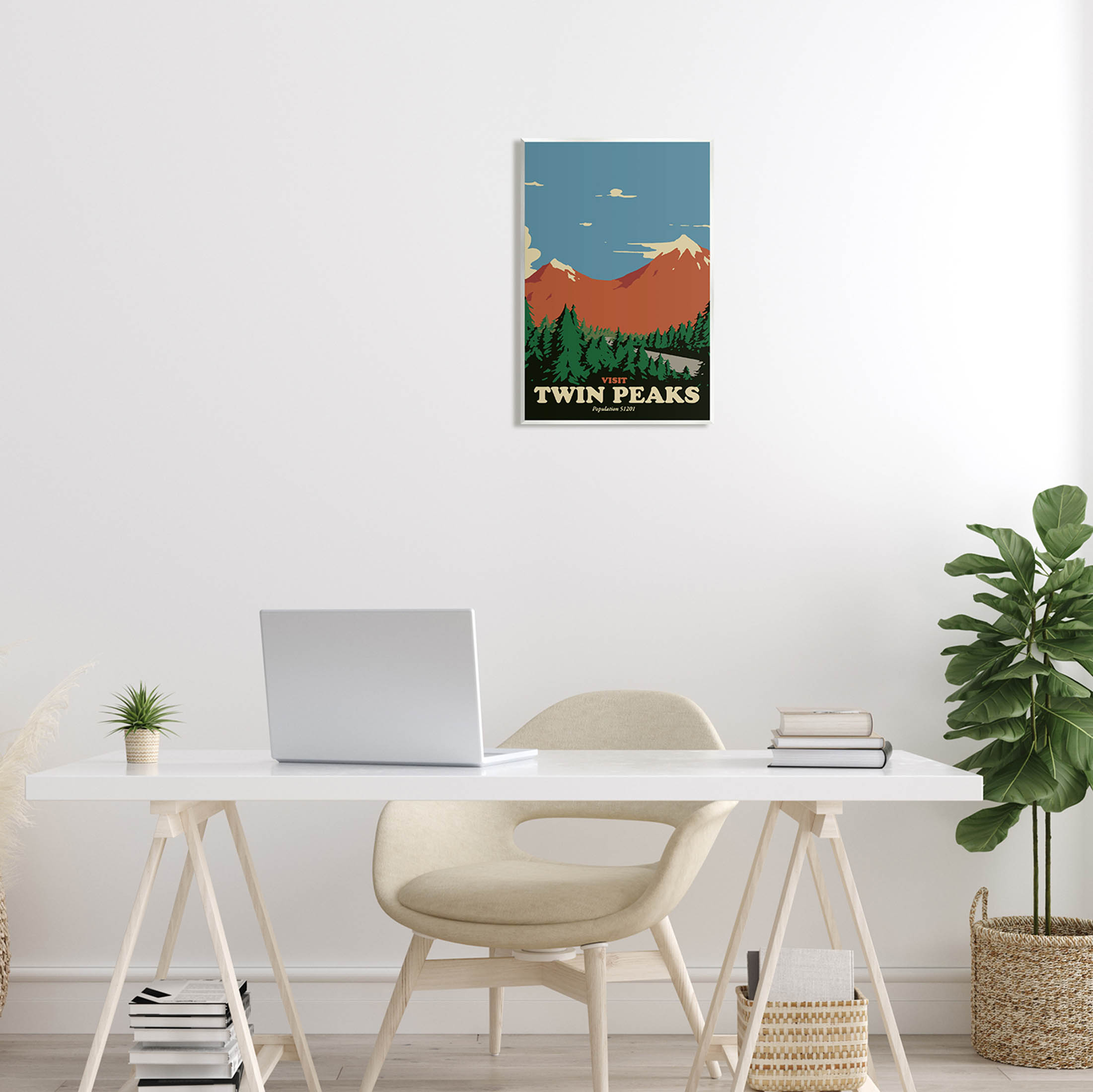 Stupell Industries Visit Twin Peaks Mountain Landscape Graphic Art Unframed Art Print Wall Art, Design by Matheus Lopes Castro
