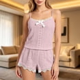 thumbnail image 2 of MEZZALL Women Pajama Two Piece Sleepwear Lace Camisole Tops With Shorts Outfits Soft Breathable Summer Loungewear Holiday Pjs, 2 of 4