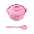 thumbnail image 2 of ZZkhGO Straw Soup Bowl with Lid, Ribbed Microwave Safe Plastic, Soup Bowl, Rice Noodle Cereal Bowl for Kitchen Dining Home Daily Use, Pink, 2 of 6