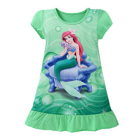 Summer Kids Girls Cartoon Mermaid Princess Dress Tutu Dress Party Costume