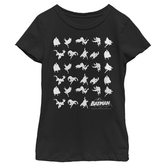 Girl's Batman Action Poses Poster White  Graphic Tee Black Small