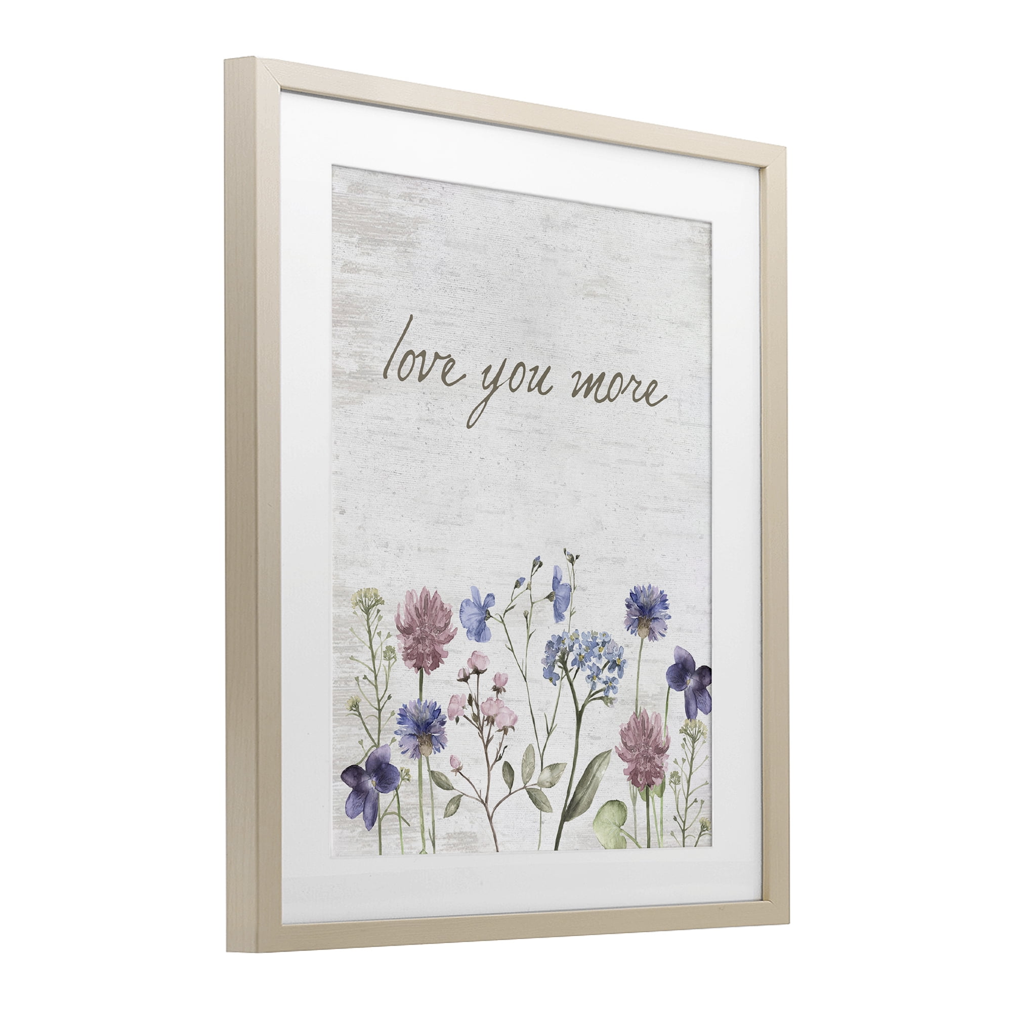 Love You More Wildflowers Birch Framed Print Under Glass, design by Lettered and Lined
