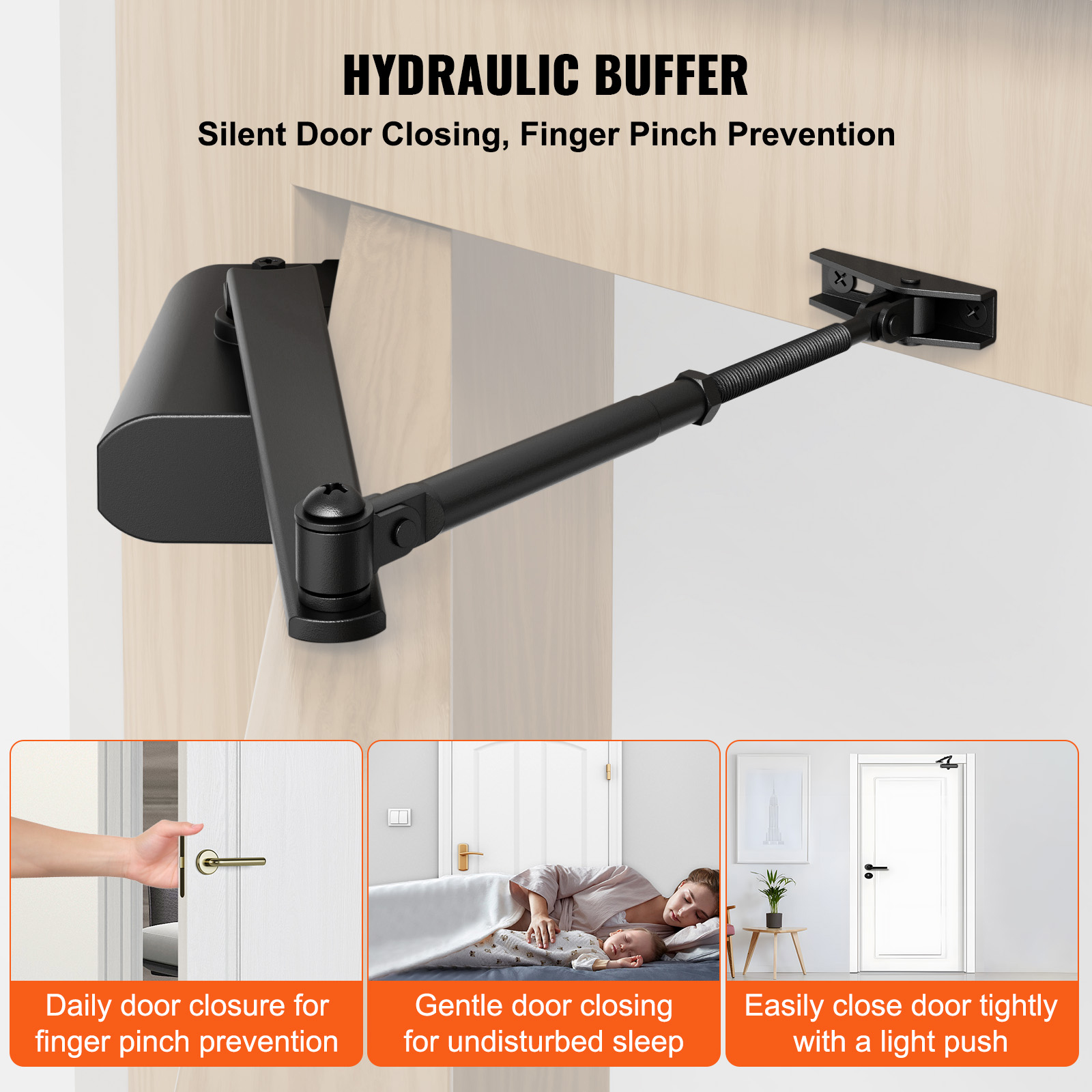 SKYSHALO 187 lbs Heavy Duty Commercial Door Small Large Residential Hydraulic Black