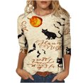 thumbnail image 1 of Moda mujer camiseta estampada de longitud media 3/4 mangas blusa cuello redondo casual tops Fridja  czfsfas2998, 1 of 5