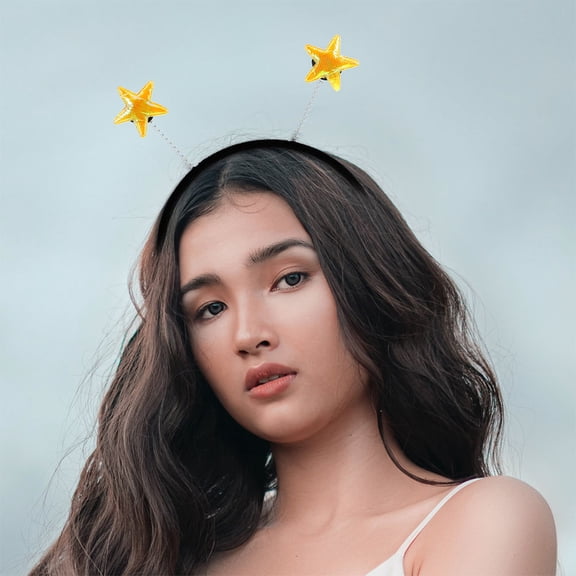 GAXIRE 5Pcs Novelty Star Party Headbands Yellow with Glitter for Holiday Stage Performance