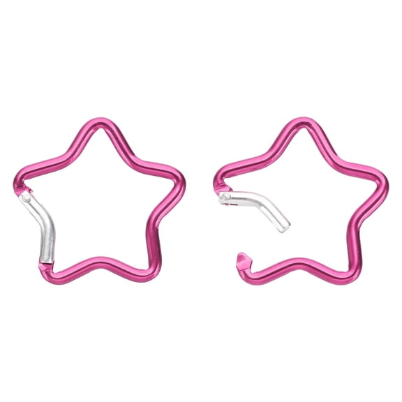 Uxcell Star Shape Snap Hook Aluminum Alloy Keychain Clip for Camping Fishing Hiking, Rose Red, 2 Pack