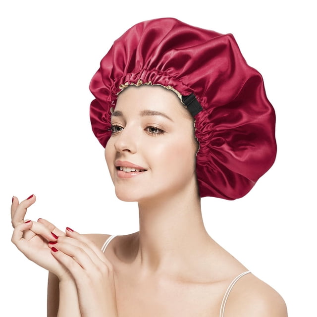 Bonnet de Nuit à Double Couche Ajustable pour Femmes, Cheveux Bouclés Naturels, Doux et Confortable