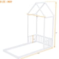 thumbnail image 4 of Twin House-style Roof Headboard Floor Bed In White, Pine Wood For Long-lasting Use White With House-shaped Headboard, Constructed From Solid Decor, 4 of 4