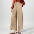 thumbnail image 4 of ABATAB Womens Casual Pants Wide Leg High Waist Palazzo Pants Cotton Linen Trousers Summer Beach Vacation Outfits, 4 of 7