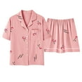 thumbnail image 4 of WCJM Women Pajama Sets Pajamas Set Womens Loungewear Sleepwear 2 Piece PJ Sets Pajamas Women's Summer Short Sleeved Lapel Shirt Set Shorts Plus Size Home Clothes, 4 of 9