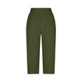 thumbnail image 5 of Lumtrix Capri Pants For Women -Below Knee Length High Waisted Stretch Bermuda Shorts With Pockets Summer Yoga Petite Cropped Pants Army Green M, 5 of 9