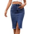 thumbnail image 2 of Jaimenalin Women Denim Pencil Skirts Mid Long High Waist A Line Midi Jean Skirt Split Hem Skirts for Ladies. XXL, 2 of 9