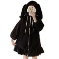 thumbnail image 1 of Sonducket Adorable frente abierto de manga larga gruesa con capucha para mujer, abrigo con capucha, ropa de poliéster de felpa para mujer de Pijama S, 1 of 6