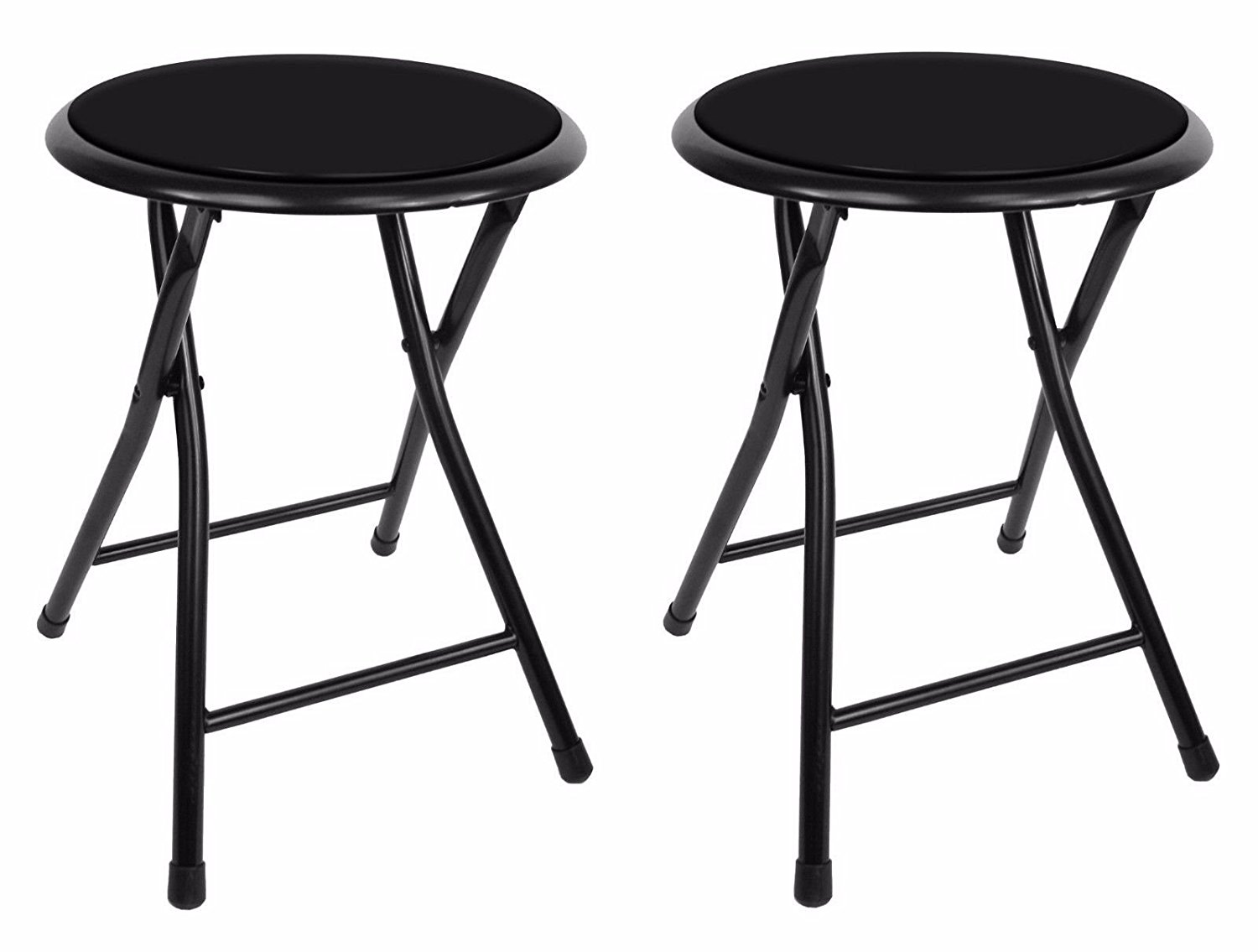 18" Premium Lightweight Black Folding Cushioned Stool Outdoor Indoor