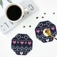 thumbnail image 4 of Fuzoiu Pixel Heart Winter Print Leather Coasters Set,Drink Coasters Set of 4,for Tabletop Protection, Durable PVC Coasters,Home Décor and Housewarming Gift-Octagon, 4 of 6
