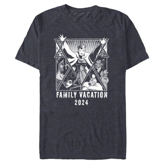 Disney Villains Graphic Print Family Vacation Trip 2024 - Short Sleeve Blended T-Shirt for Adults - Customized-Navy Heather