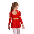 thumbnail image 2 of iiniim Cheer Leader Girls Contrast Color Cold Shoulder Cheerleading Uniform Dress Birthday Party Red 6, 2 of 7