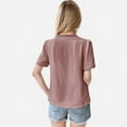 thumbnail image 3 of Women's Textured Lace Trim V-Neck Short Sleeve Blouse - X Large, Mauve Pink, 3 of 3