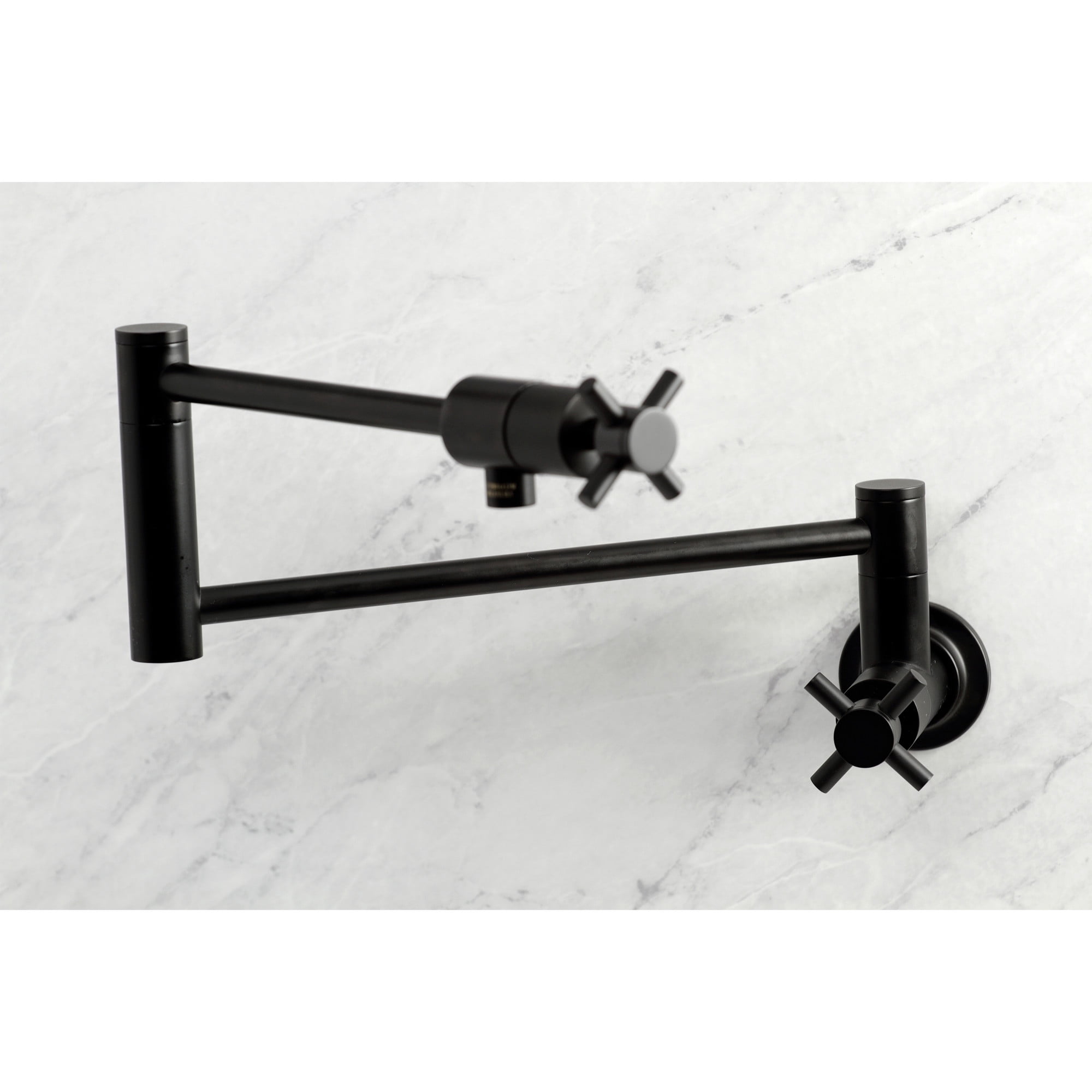 Kingston Brass KS4100DX Concord Two-Handle 1-Hole Wall Mount Pot Filler Faucet in Matte Black