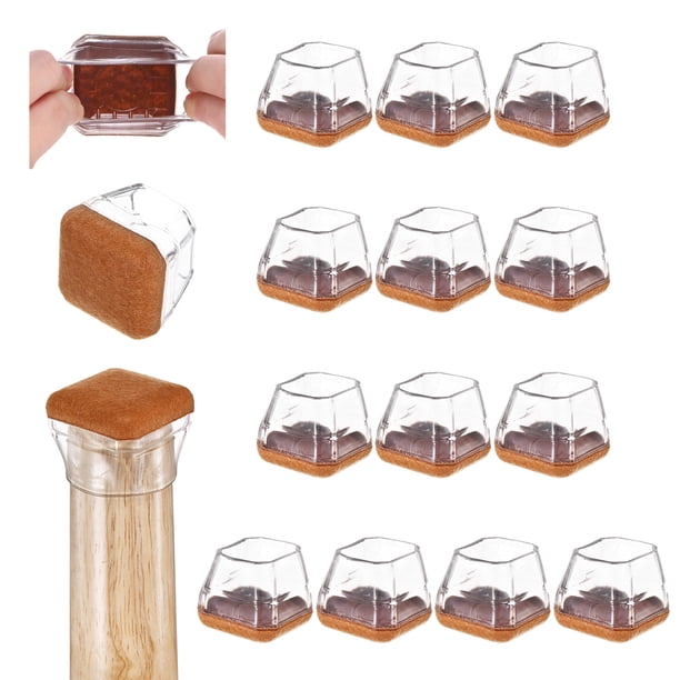 Uxcell 16-Pack Protectores de patas de silla, se ajustan a almohadillas de silicona de 0.86-1.1" con almohadillas de fieltro cubiertas para pisos de madera