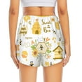 thumbnail image 2 of Lsque Farm Bee Cute Honey Printed Women's Running Shorts with Liner Pockets,Elastic Quick Dry Workout Athletic Gym Yoga Shorts,Womens High Waist Shorts-Small, 2 of 9