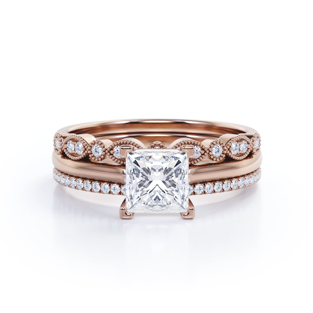 925 Sterling Silver Engagement & Wedidng Vintage Art Deco Ring 2Ct Round Garnet 