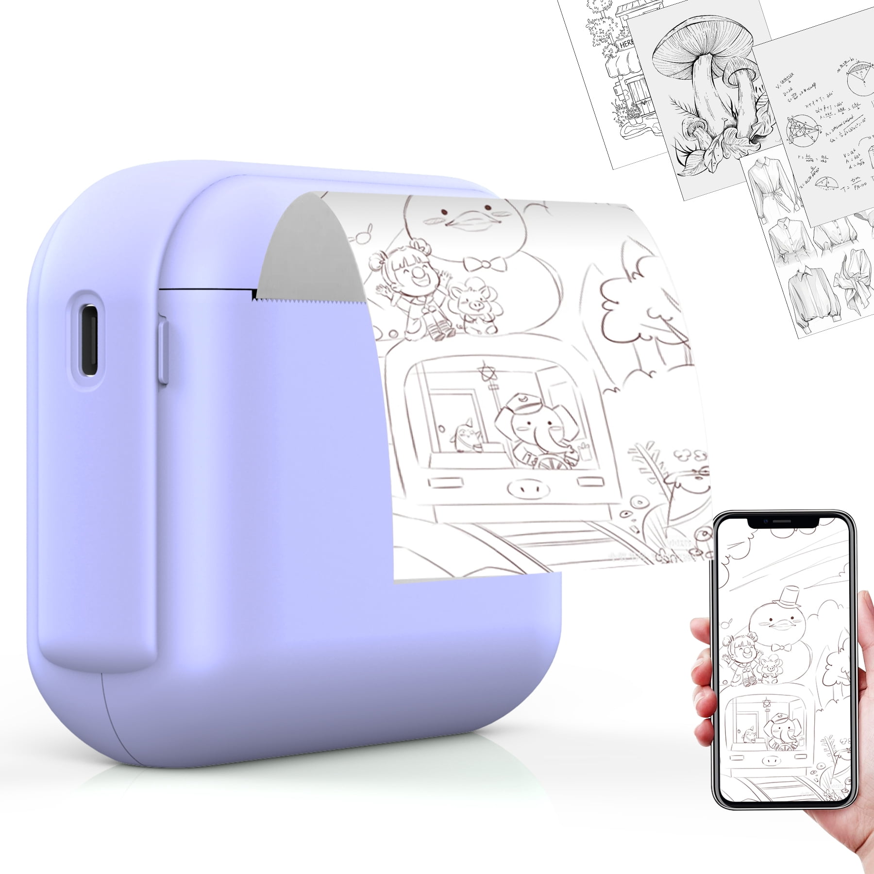Foluu Portable Wireless Thermal Printer Inkless Label Maker with Paper, Android & iOS, 1 Pack, White