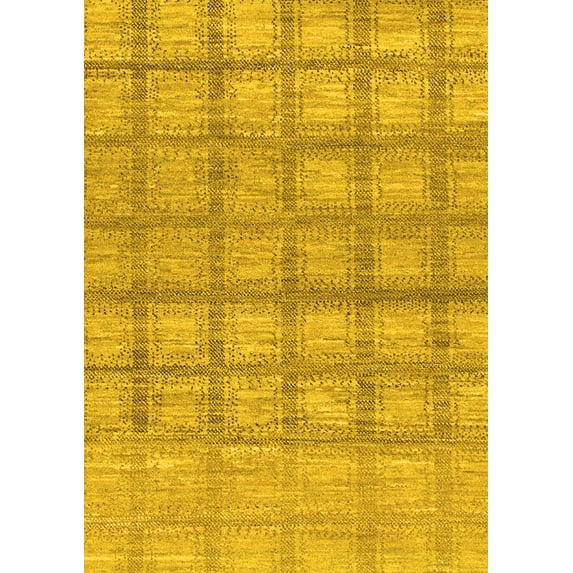 Ahgly Company Indoor Rectangle Checkered Yellow Modern Area Rugs, 7' x 9'