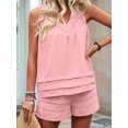 thumbnail image 5 of Women'S 2 Piece Vacation Outfits Sleeveless Tank Top and Matching Shorts Sets Pink M, 5 of 8