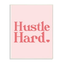 The Stupell Home Decor Peach and Coral Hustle Hard Typography with Heart Wall Plaque Art