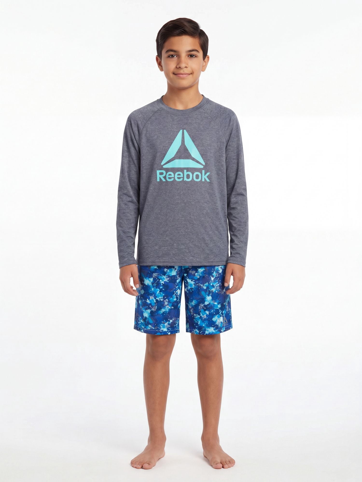 Reebok Boys Long Sleeve Rashguard with UPF 50+ Protection, Sizes 4-18
