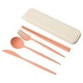 thumbnail image 2 of ZheElen 6 piece Portable Plastic Straw Fork Spoon Box Tableware Camping Picnic Kit Orange 1Set, 2 of 6