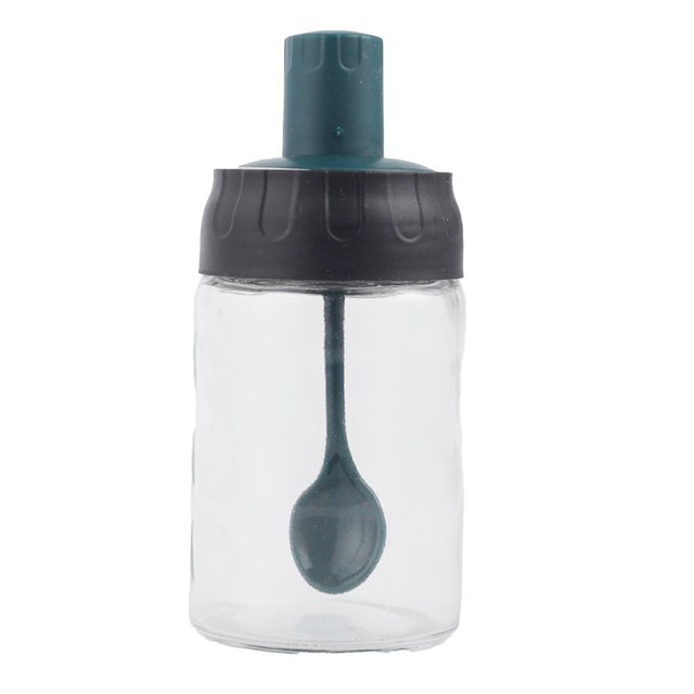 280ml Seasoning Jar Leakproof Moisture-proof Glass Spice Bottle Container with Spoon Stick Brush for Home A Kitchen Tool