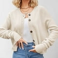 thumbnail image 5 of Cardigan Sweaters for Women Long Sleeve Button Round Neck Loose Fit Knitted Sweater Jacket Womens Cardigan Sweaters, 5 of 6
