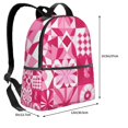 thumbnail image 3 of Lightweight Backpack With Adjustable Shoulder Strap Empty Bag Upright 12×14.5in For Weekend Holiday Travel Hiking Hotpink Geometric Patterns_1, 3 of 5