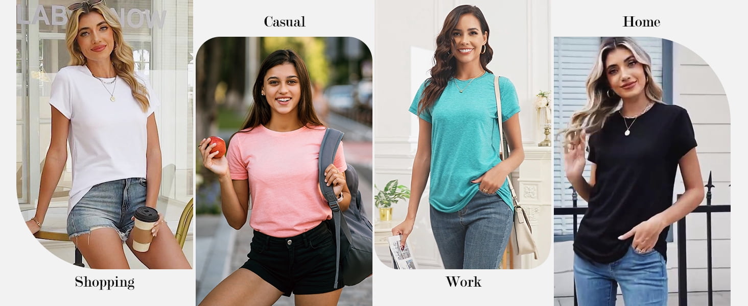 MOSHU 3 Pack T-Shirts for Women Short Sleeve Summer Womens Plus Size Tops Casual Curved Hem Shirts Beach Outfits