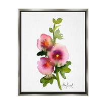 Stupell Industries Pink Watercolor Flowers Botanical & Floral Painting Gray Floater Framed Canvas Art Print Wall Art, 25 x 31