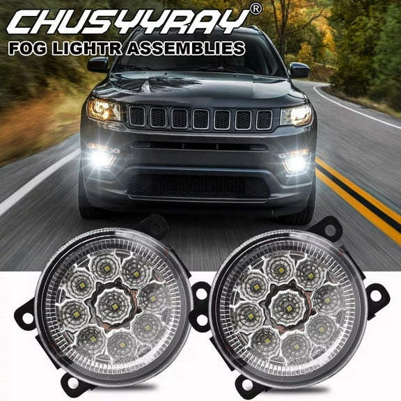 CHUSYYRAY Pair for Jeep Compass 2017-2021 Clear Lens Bumper Fog Light Lamps Replacement