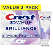 Crest 3D White Brilliance HYZ1 Bright Mint Teeth Whitening Toothpaste, 4.3 oz Pack of 3, 100% More Surface Stain Removal, 24 Hour Active Stain Prevention, Whiter teeth in 3 days