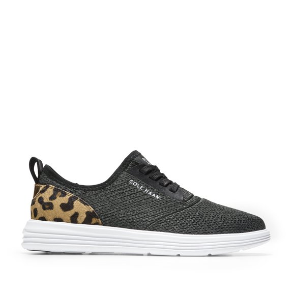 Cole Haan Women's Grandsport Journey Sneaker in Black Knit Leopard Print, 10 US