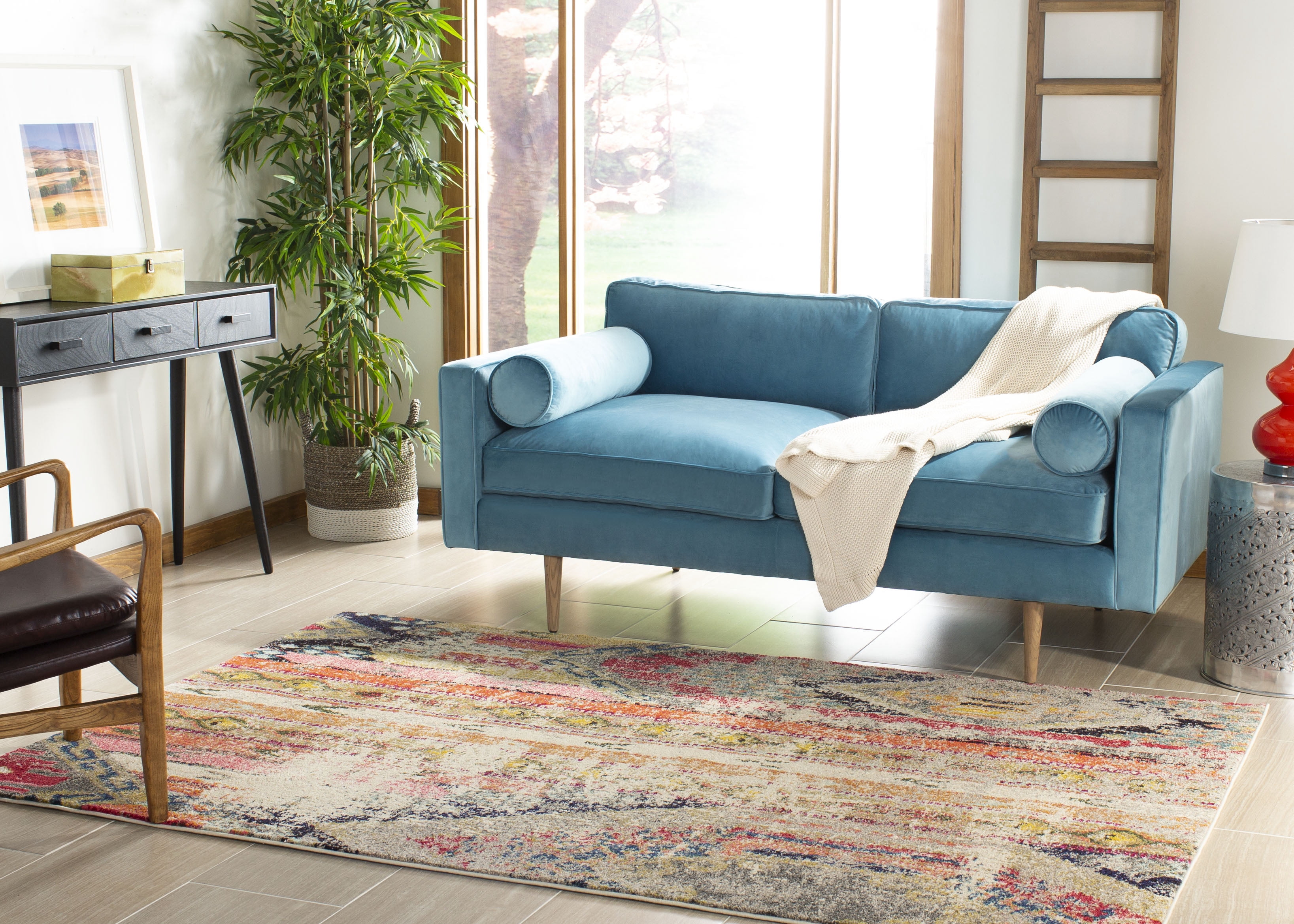 SAFAVIEH Monaco Risto Abstract Area Rug, Light Grey/Multi, 8' x 10'