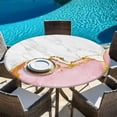 thumbnail image 6 of Pink Gold Marble Round Tablecloth, Fitted Table Cover with Elastic for 45"-54" Round Tables, Modern Abstract Marble Crack Texture Table Cloth Outdoor Indoor Dinning Party Waterproof Tablecloths, 6 of 7