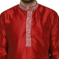 thumbnail image 3 of SKAVIJ Men's Indian Art Silk Kurta Wedding Party Casual Long Shirt (Large, Red), 3 of 6
