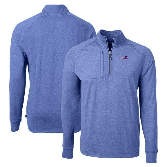 Men's Cutter & Buck Royal Buffalo Bills Adapt Eco Knit Quarter-Zip Pullover Top