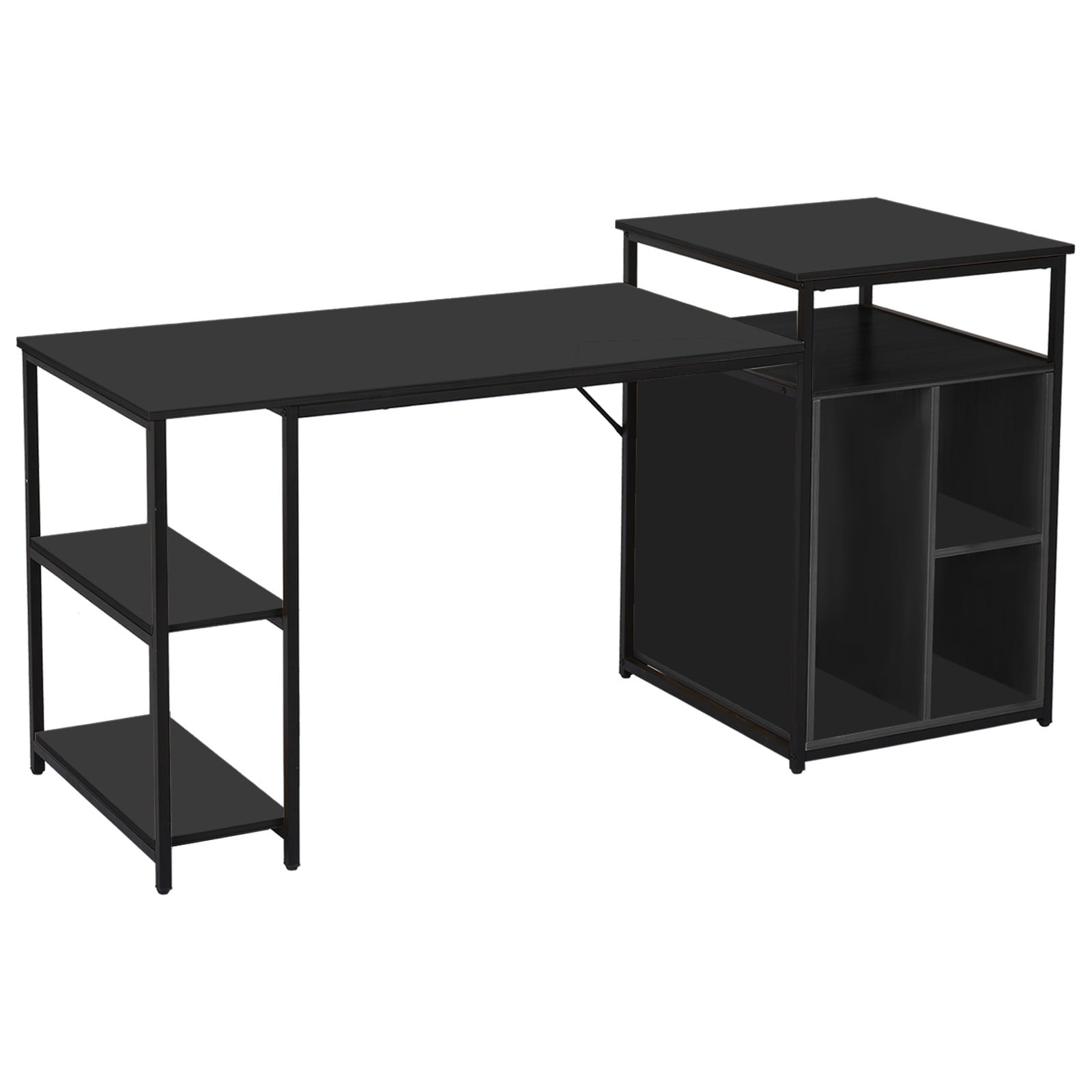 Computer Desk With Printer Stand, Shelf, Large Desk With Bookshelf 47in