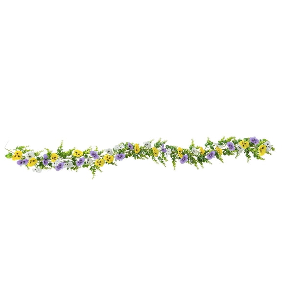 HuiXinOu Spring Outdoor Artificial Eucalyptus and Pansy Decorative Garland Flexible Vine for Home Garden Patio Wall Door Holiday Decoration